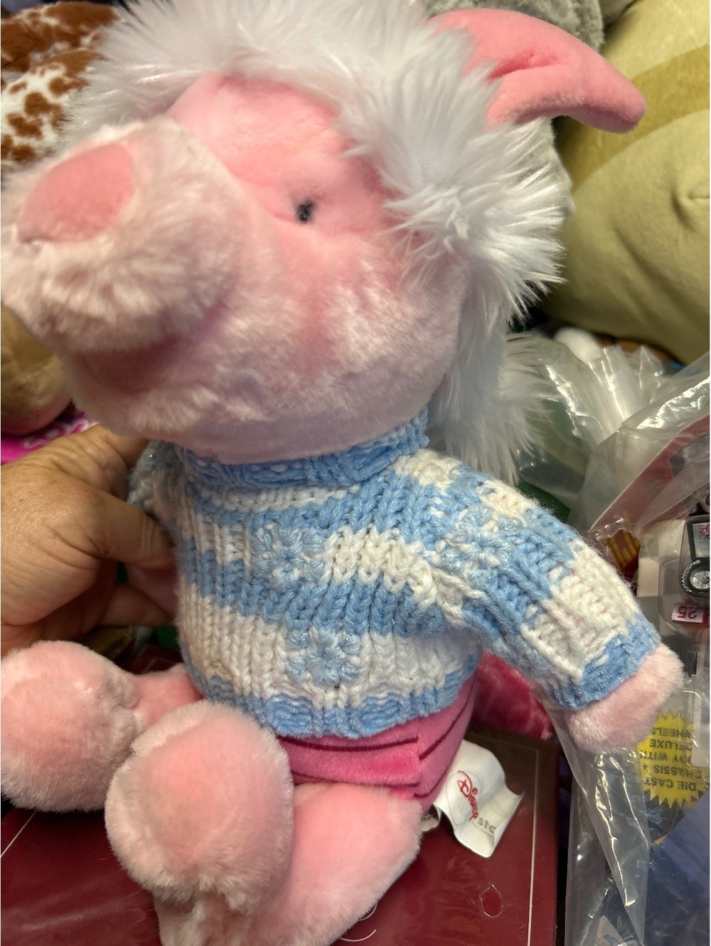 Disney Piglet Plush Toy in Blue and White Sweater